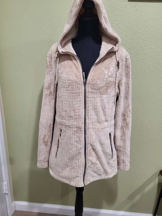 Free Country Jackets & Blazers - Free Country Women's Grid Butter Pile Anorak Beige Hooded Jacket Size Small.